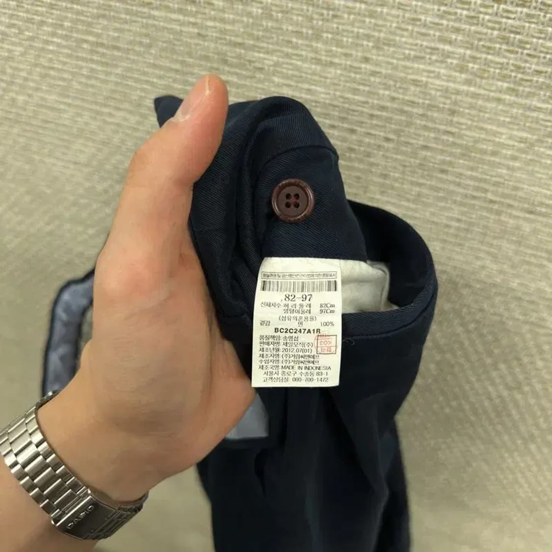 빈폴 네이비 남자 치노팬츠 면바지 32인치 D11544 상품이미지5