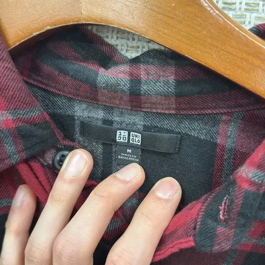 유니클로 캐주얼 체크 플란넬 긴팔 셔츠 95 D12014 상품이미지3