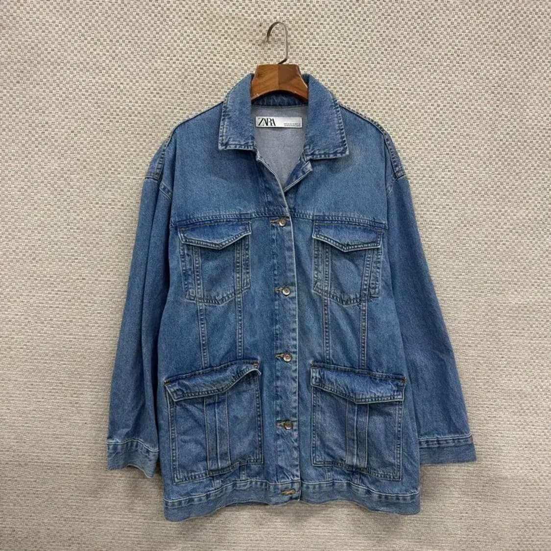 자라 ZARA 캐주얼 롱 데님 청자켓 95 D12077 상품이미지1