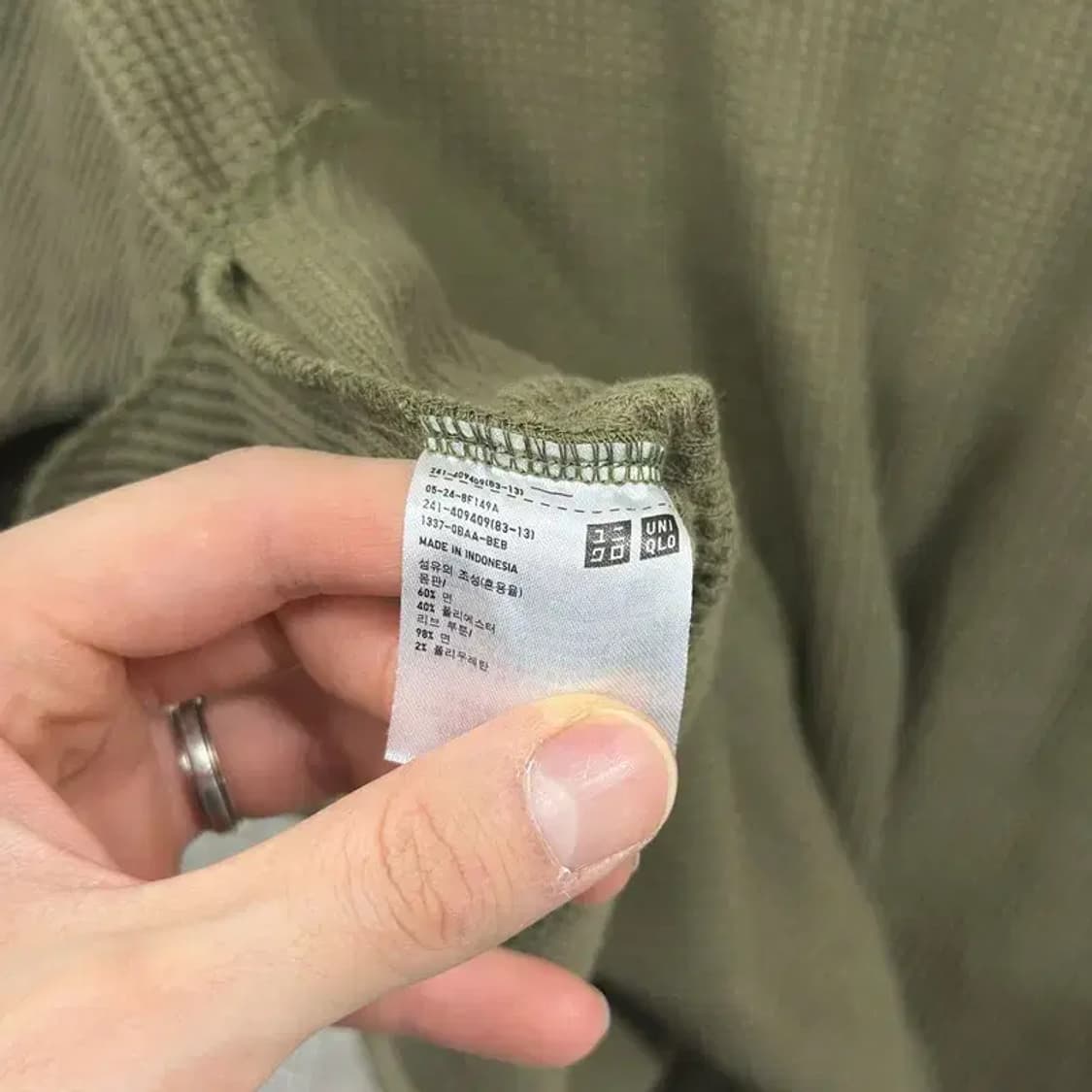 유니클로 캐주얼 와플 여성 긴팔티 100 D12100 상품이미지4