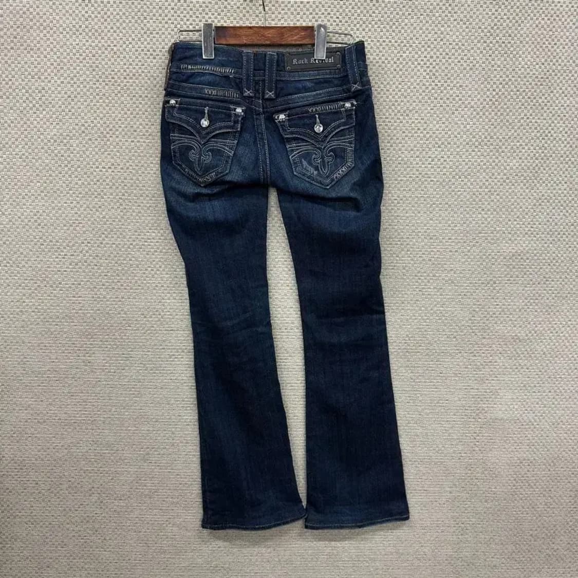 락리바이벌 Y2K 로우라이즈 데님 청바지 25인치 D12107 상품이미지2