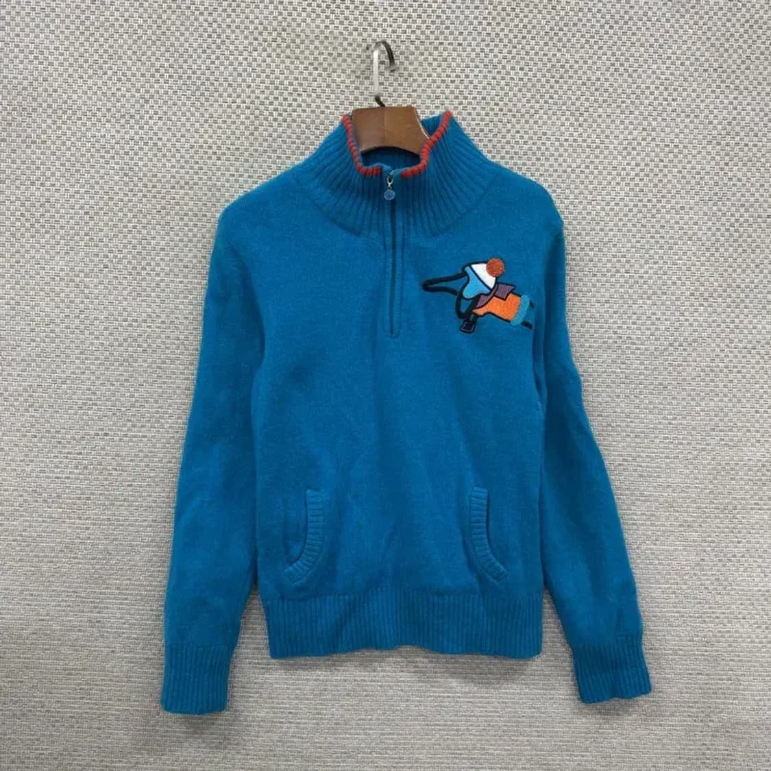 루이까스텔 골프 캐쥬얼 자수로고 반집업 울 니트 100 D12236 상품이미지1