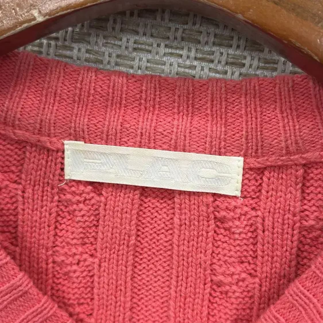 플랙진 캐쥬얼 코랄색 꽈베기 크롭 니트 100 A00017 상품이미지3