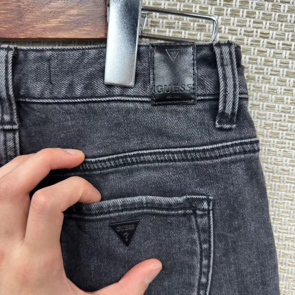 게스 캐쥬얼 흑장 와이드 데님 청바지 24인치 A00031 상품이미지3