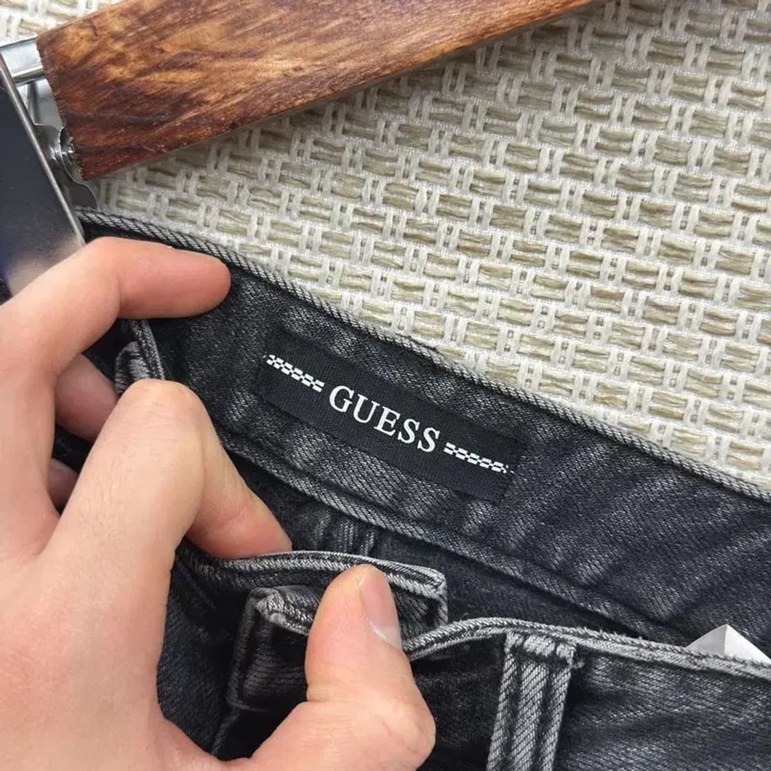 게스 캐쥬얼 흑장 와이드 데님 청바지 24인치 A00031 상품이미지4