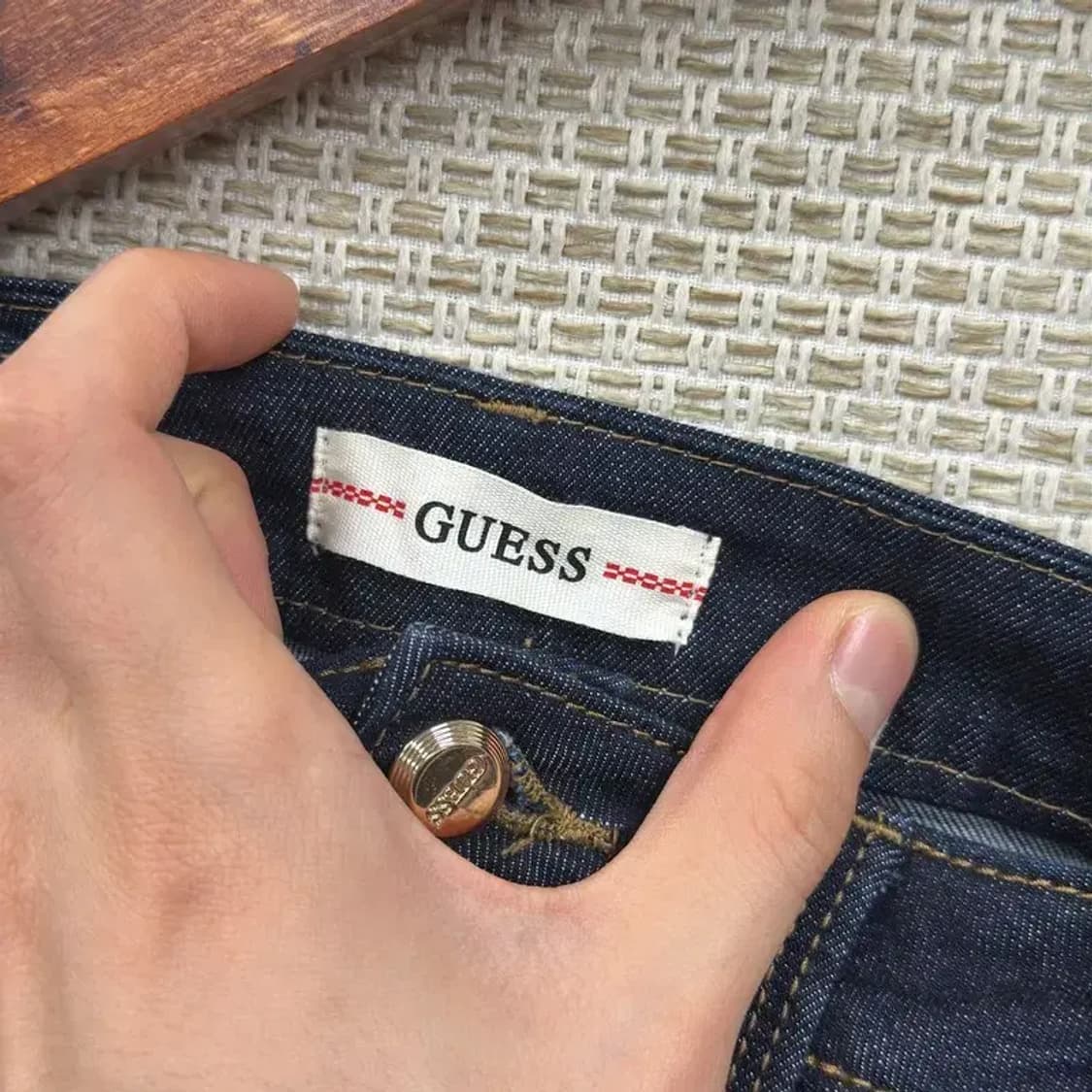 게스 캐쥬얼 금장 스판 슬림 부츠컷 데님 청바지 27인치 A00038 상품이미지4