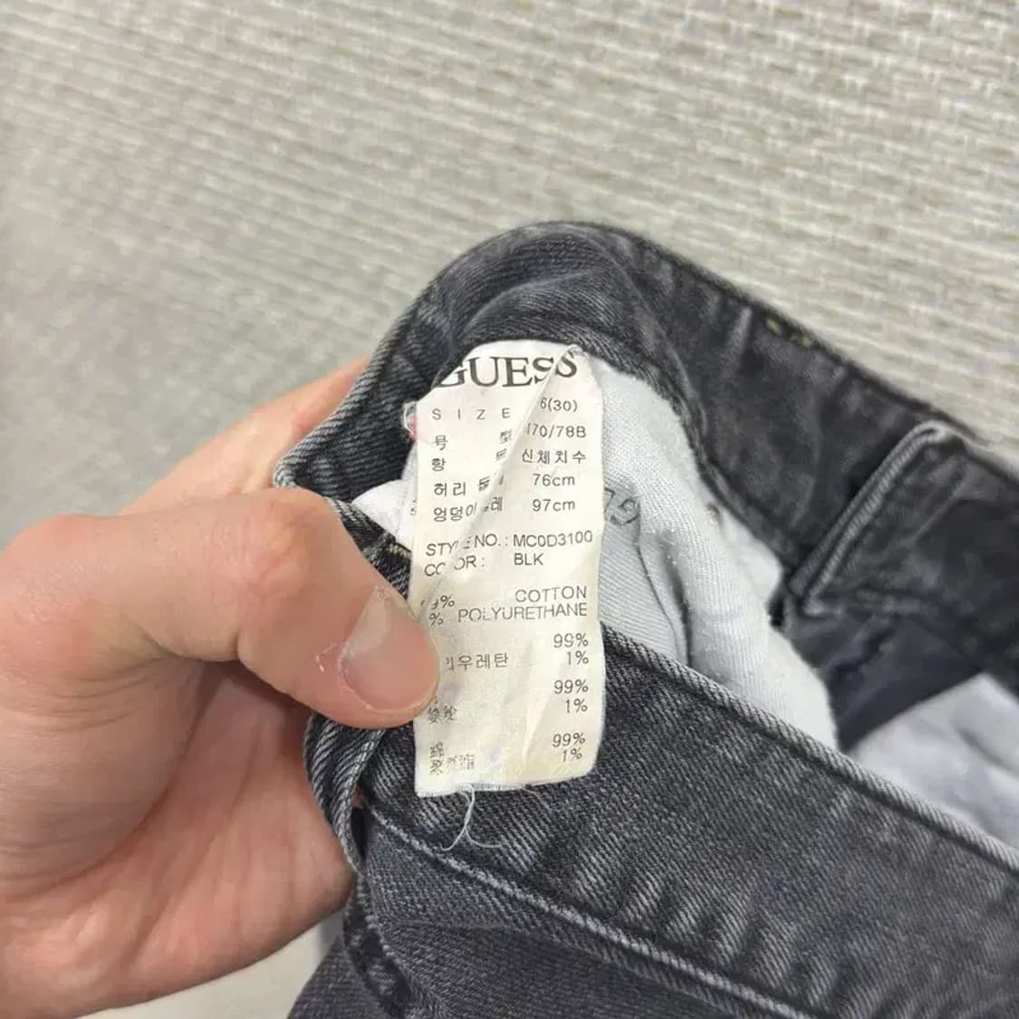 게스 캐쥬얼 은장 블랙진 데님 흑청바지 30인치 A00039 상품이미지5