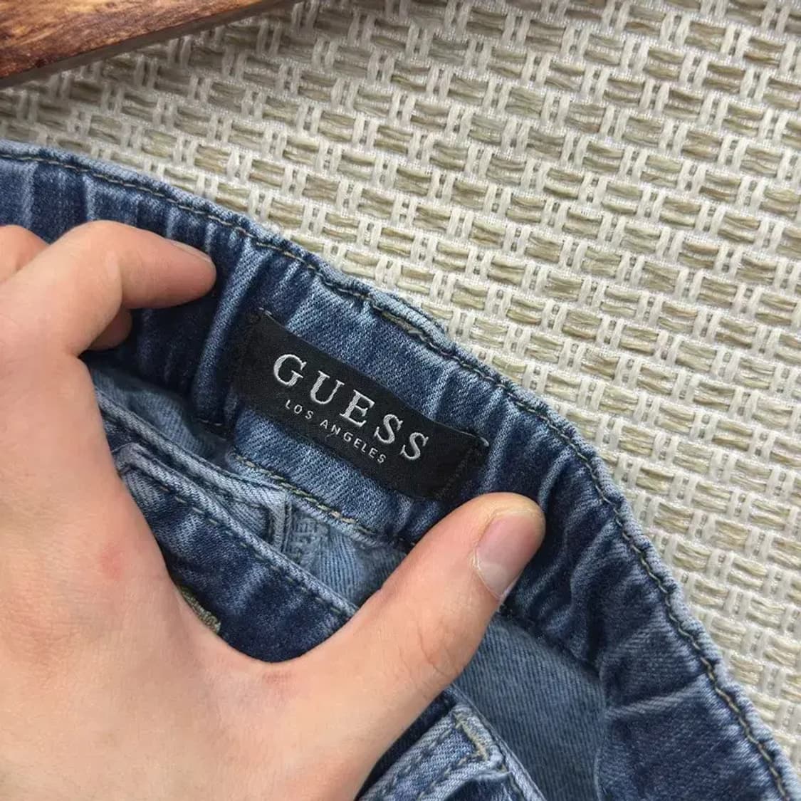 게스 캐쥬얼 은장  스판 반밴딩 데님 진청바지 33인치 A00034 상품이미지4