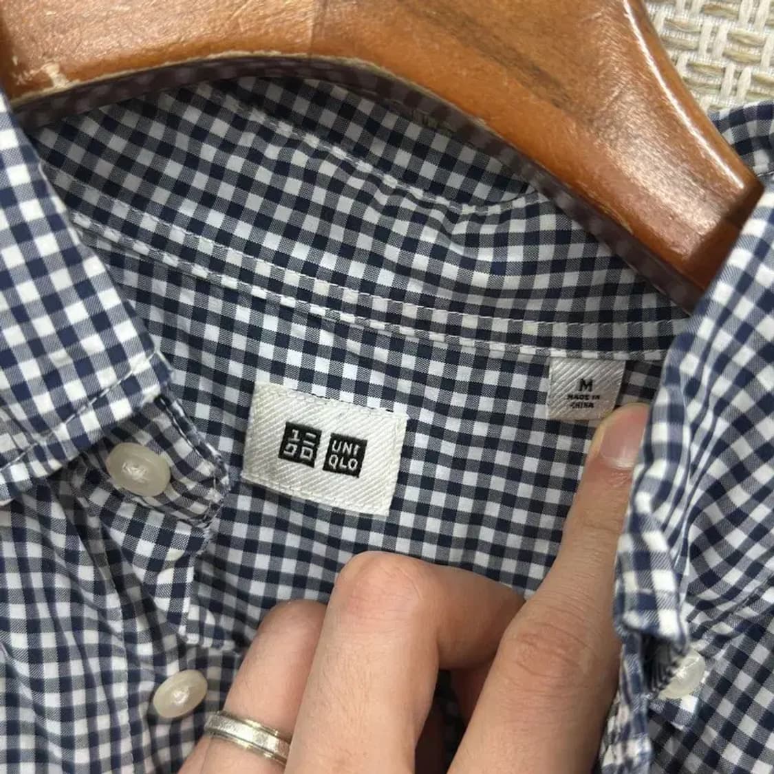 유니클로 캐쥬얼 체크 포켓 셔츠 95 A00016 상품이미지3