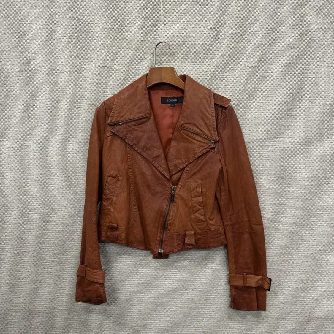 빈티지 양가죽 여성 크롭 라이더 자켓 95 A00093 상품이미지1