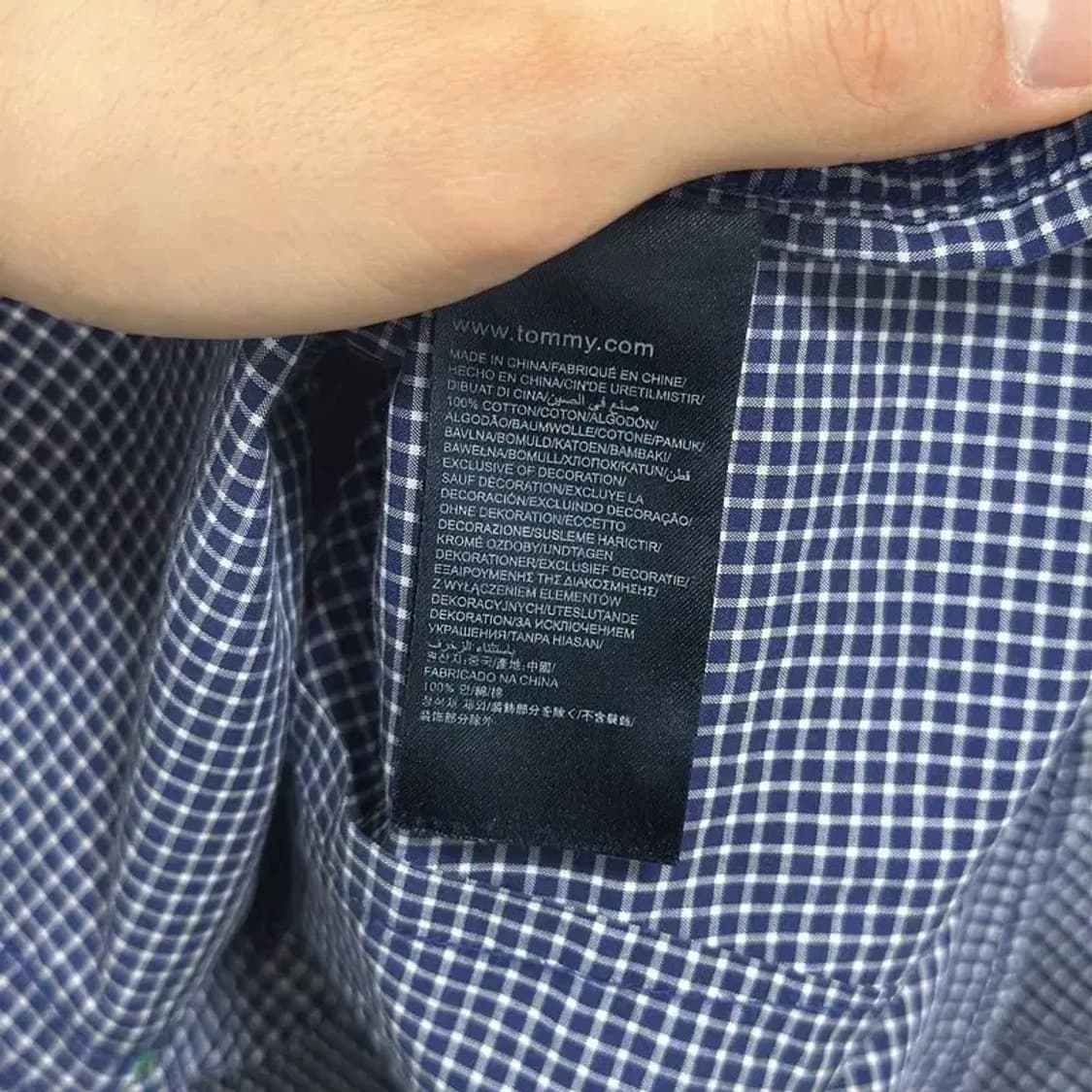 타미힐피거 슬림핏 자수로고 체크 긴팔셔츠 90 A00105 상품이미지4