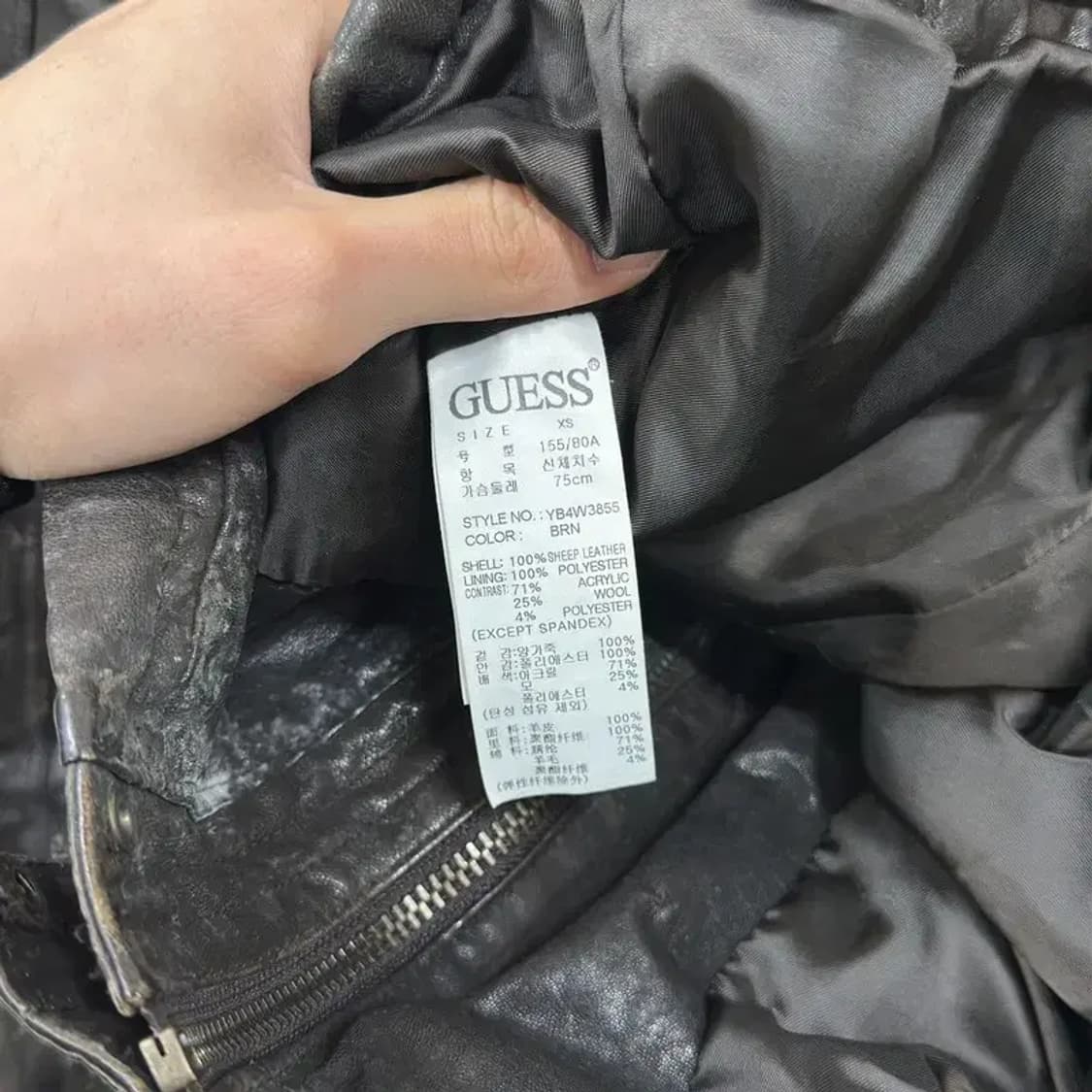 게스 빈티지 양가죽 라이더 자켓 85 A00242 상품이미지4