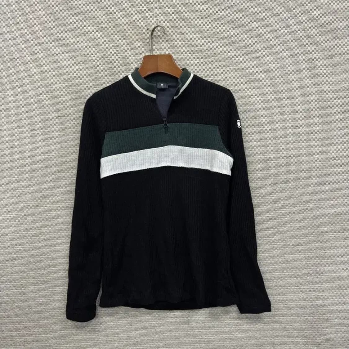 와이드앵글 골프 스트라이프 반집업 울 니트 90 A00257 상품이미지1