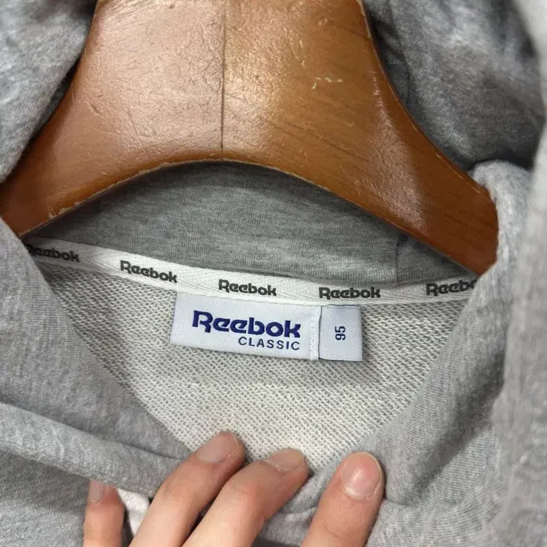 리복 캐쥬얼 프린팅 로고 그레이 후드티 95 A00403 상품이미지3