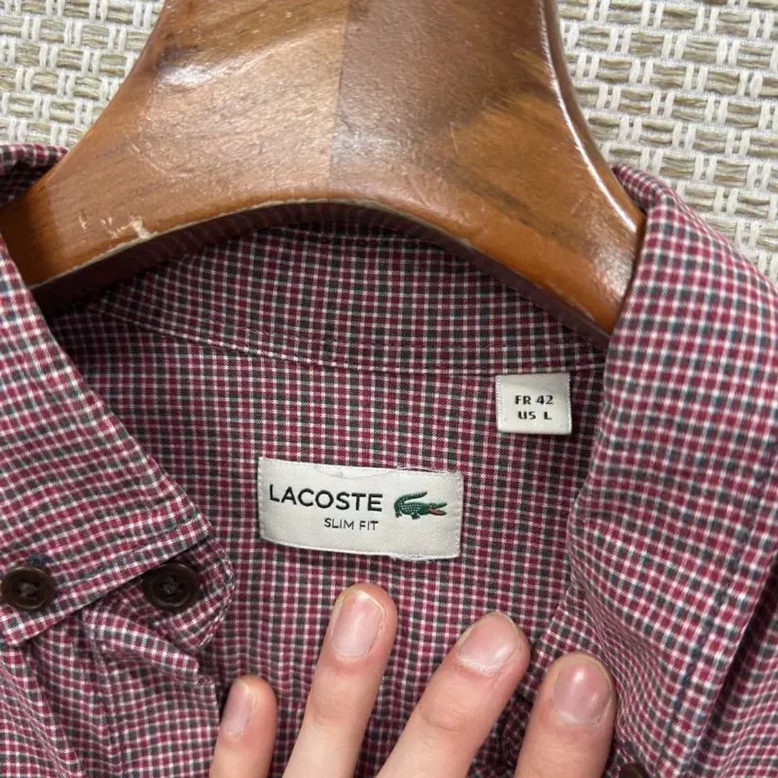 라코스테 캐쥬얼 자수로고 체크 패턴 셔츠 100 A00411 상품이미지3