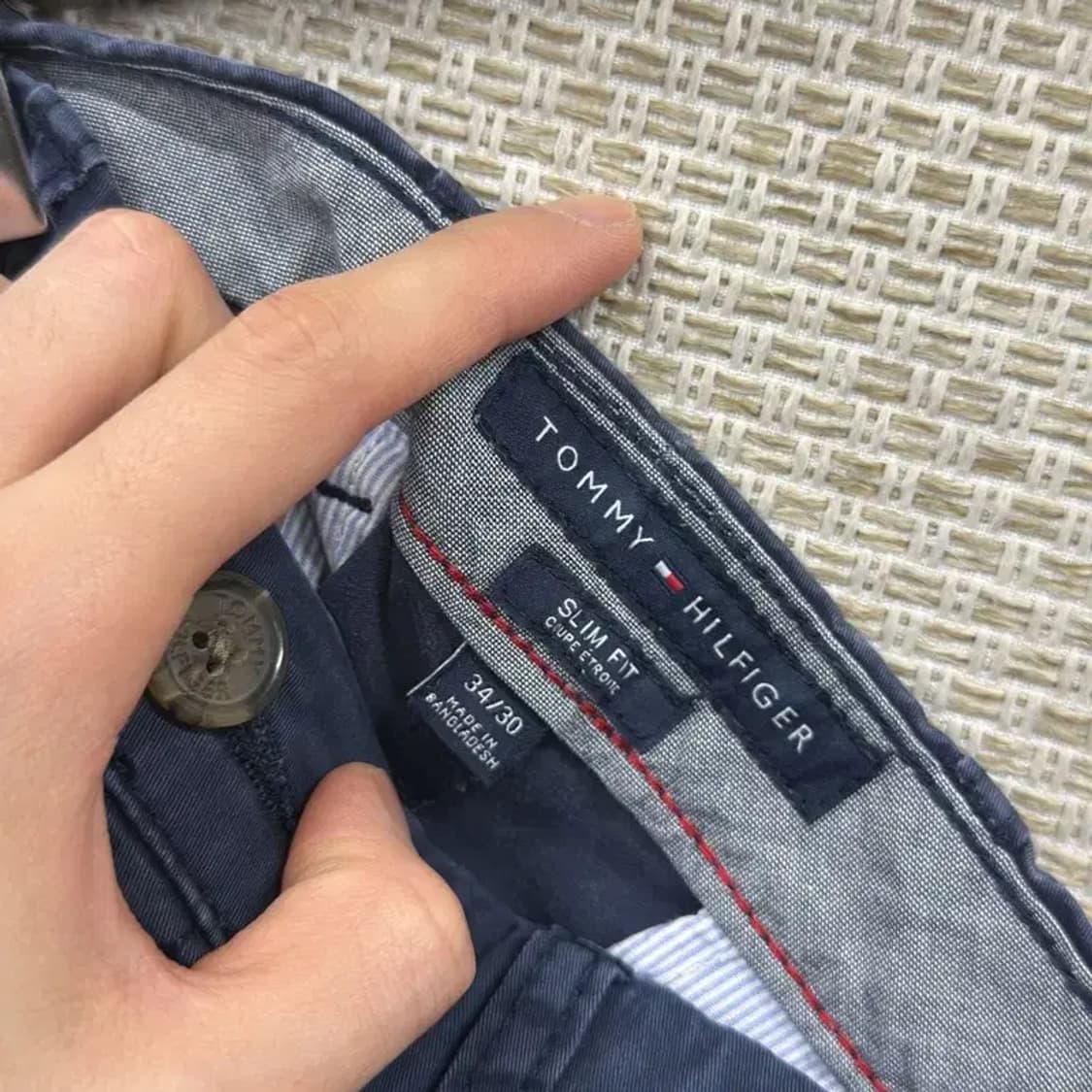 타미힐피거 슬림핏 캐쥬얼 네이비 면바지 32인치 A00435 상품이미지3