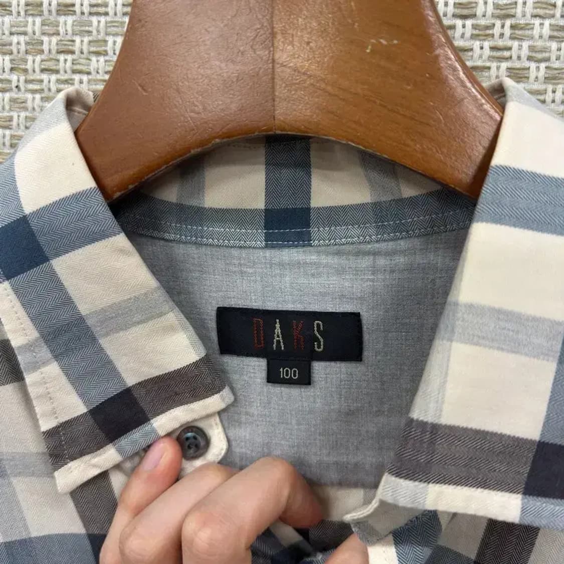 닥스 캐주얼 자수로고 체크 긴팔 셔츠 100 A00481 상품이미지3