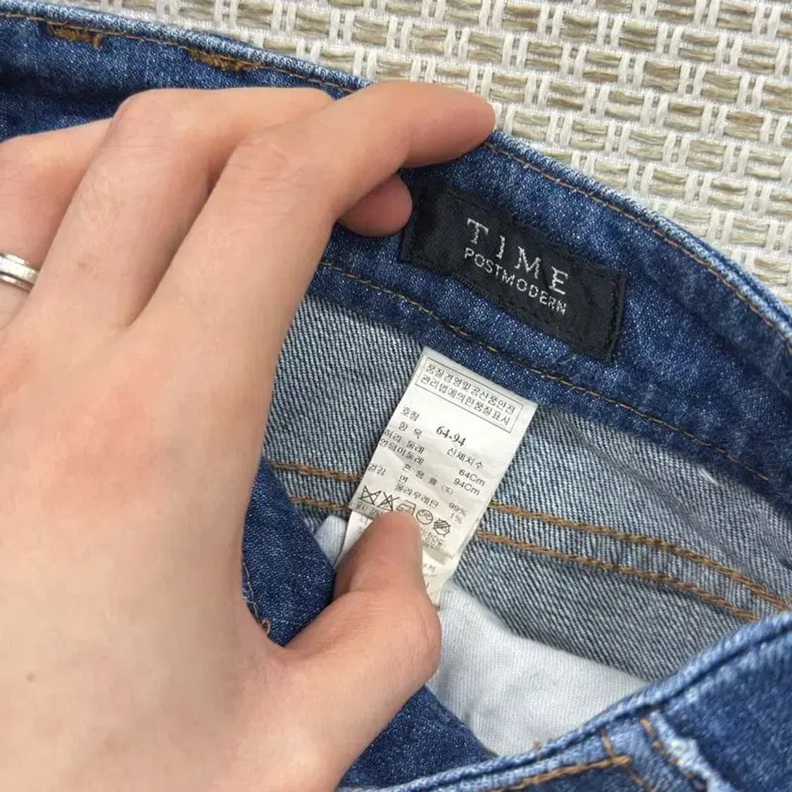 타임 한섬 캐주얼 찢청 컷팅 스판 데님 청바지 64 A00514 상품이미지3