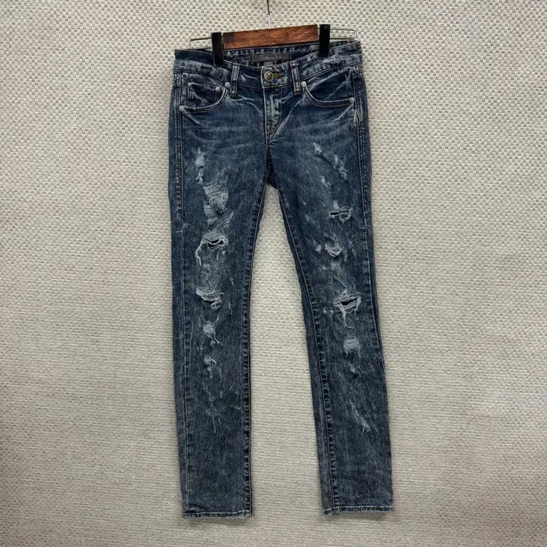 버커루 스트릿 Y2K 찢청 스키니 데님 청바지 26인치 A00516 상품이미지1