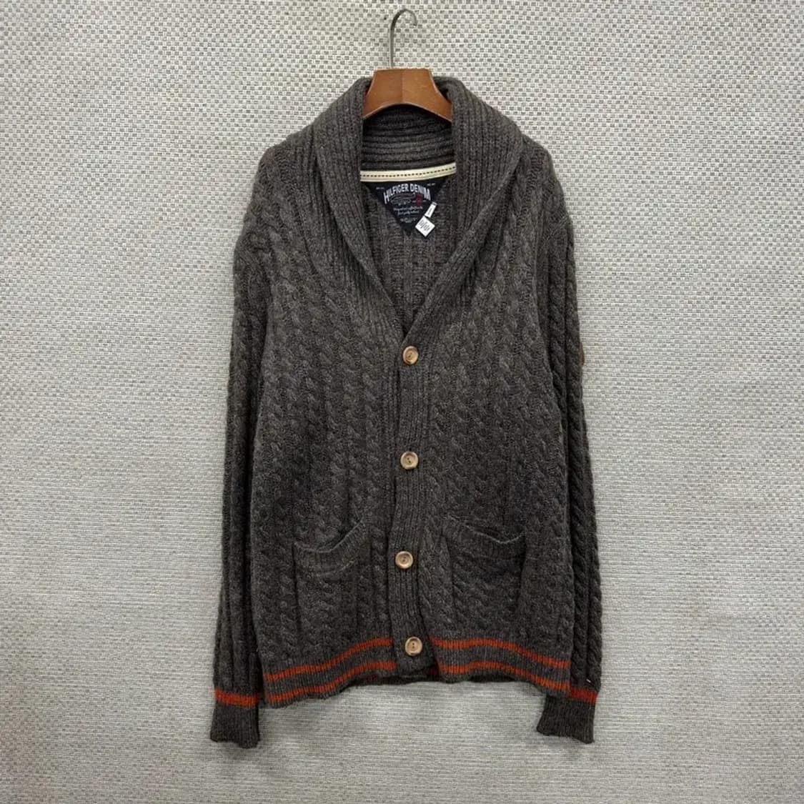 타미힐피거 올드스쿨 숄카라 케이블 울 니트 가디건 100 A00668 상품이미지1