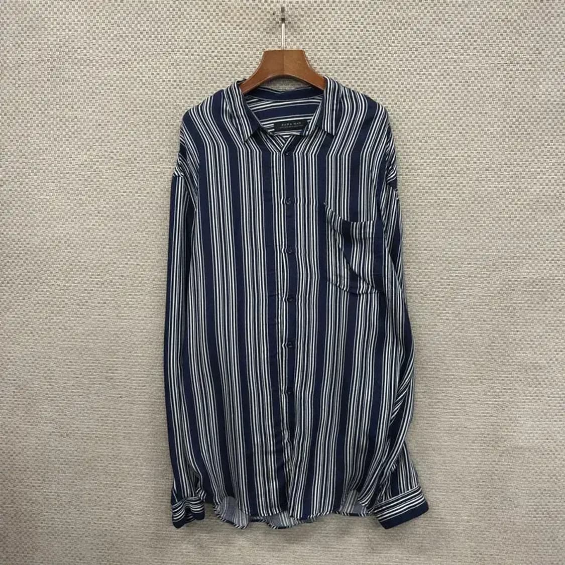 자라 ZARA 캐주얼 스트라이프 비스코스 긴팔 셔츠 105 A00732 상품이미지1