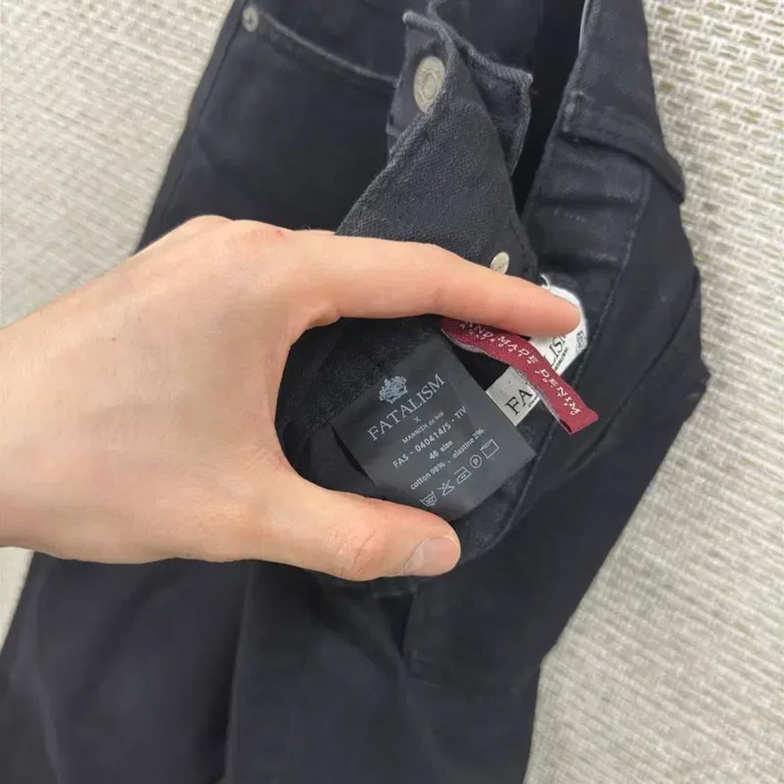 페이탈리즘 슬림핏 블랙진 스판 데님 흑청바지 46 A00921 상품이미지4