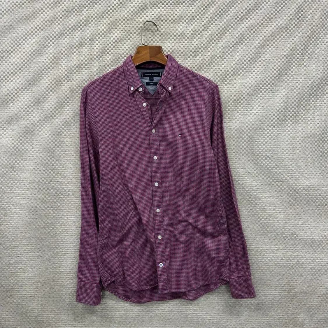 타미힐피거 캐주얼 자수로고 슬림핏 플란넬 셔츠 XS A00976 상품이미지1