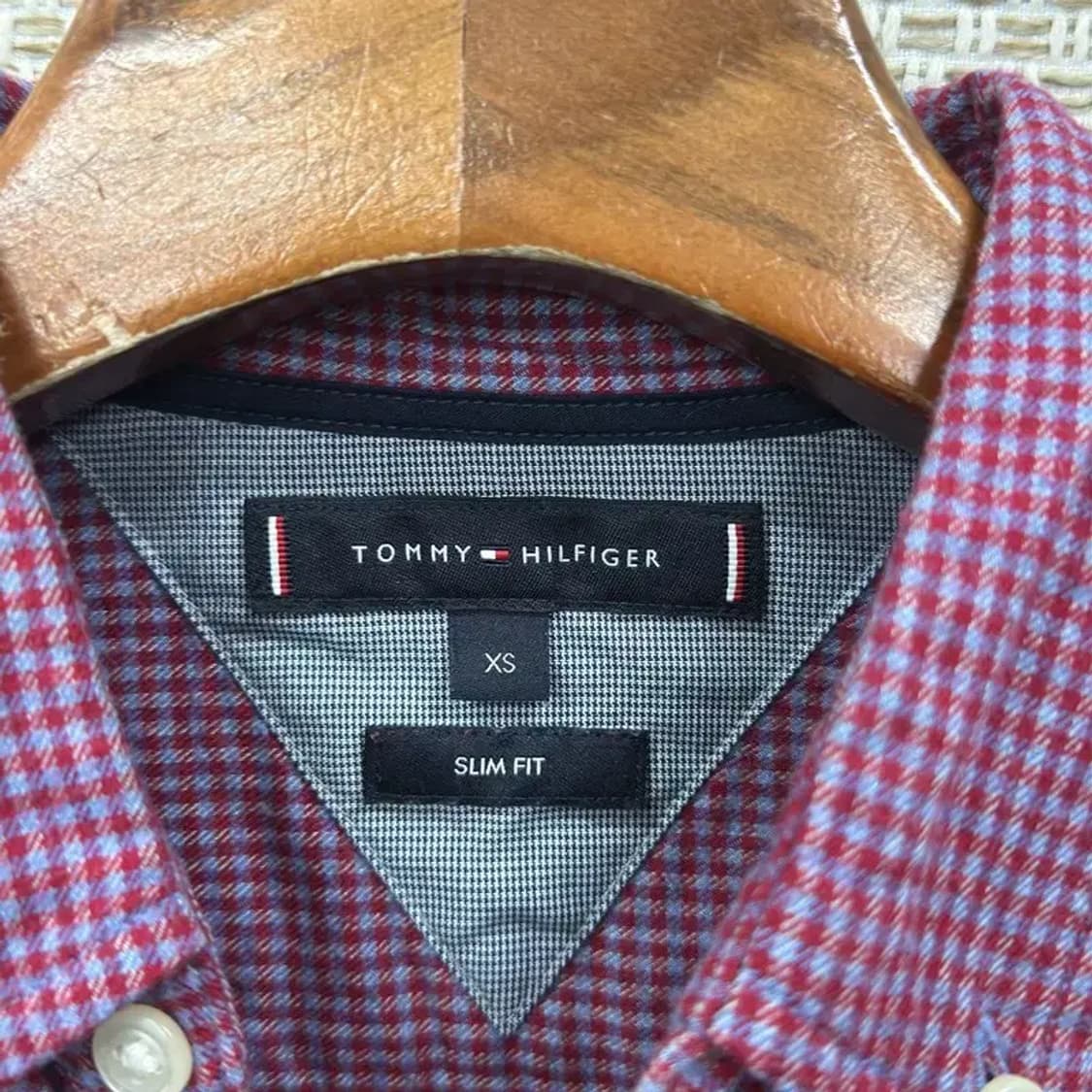타미힐피거 캐주얼 자수로고 슬림핏 플란넬 셔츠 XS A00976 상품이미지3