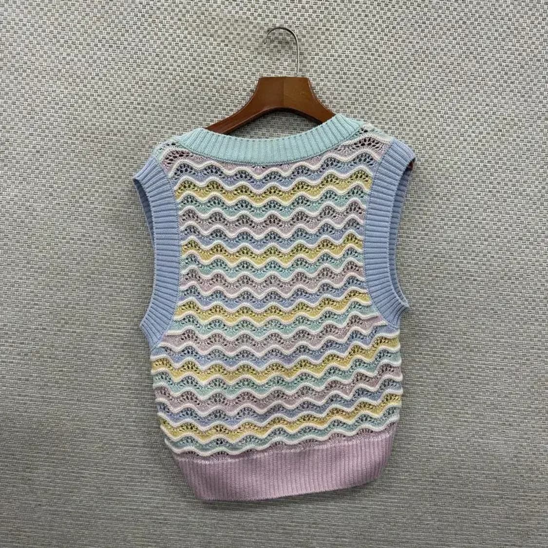 자라 ZARA 레인보우 케이블 비스코스 니트 조끼 M A01044 상품이미지2