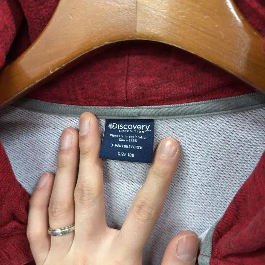 디스커버리 아웃도어 프린팅로고 반집업 후드티 100 A01215 상품이미지3