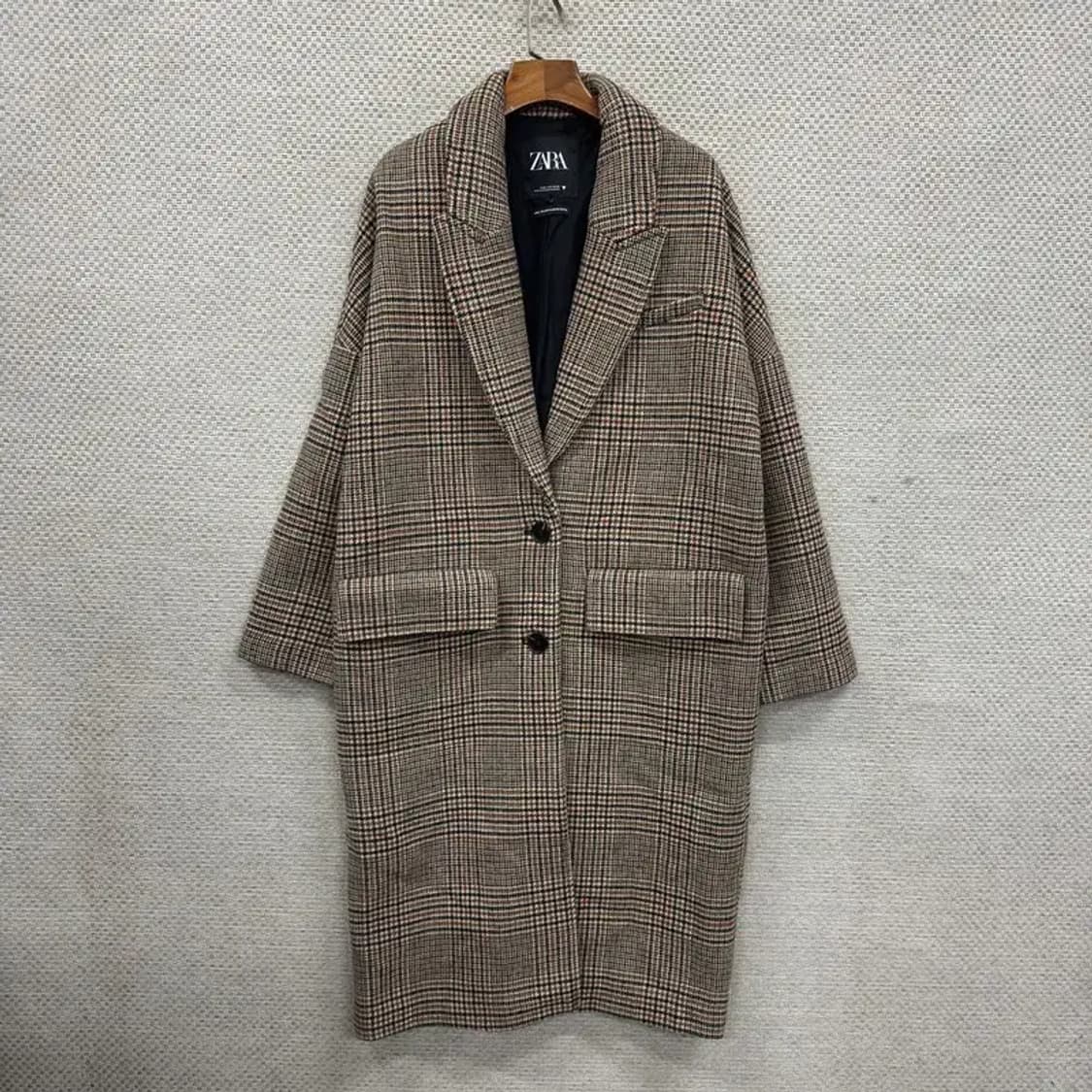 자라 ZARA 캐주얼 모직 오버핏 롱 코트 자켓 S A01413 상품이미지1