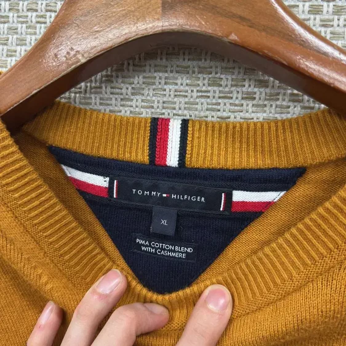 타미힐피거 캐주얼 자수로고 피마코튼 니트 스웨터 XL A01428 상품이미지3