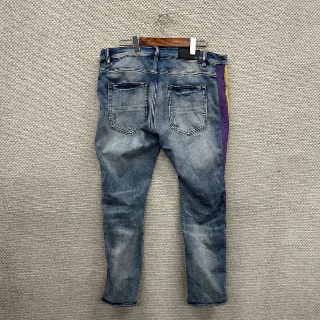 아미리 사이드라인 찢청 스판 데님 청바지 35인치 A01439 상품이미지2