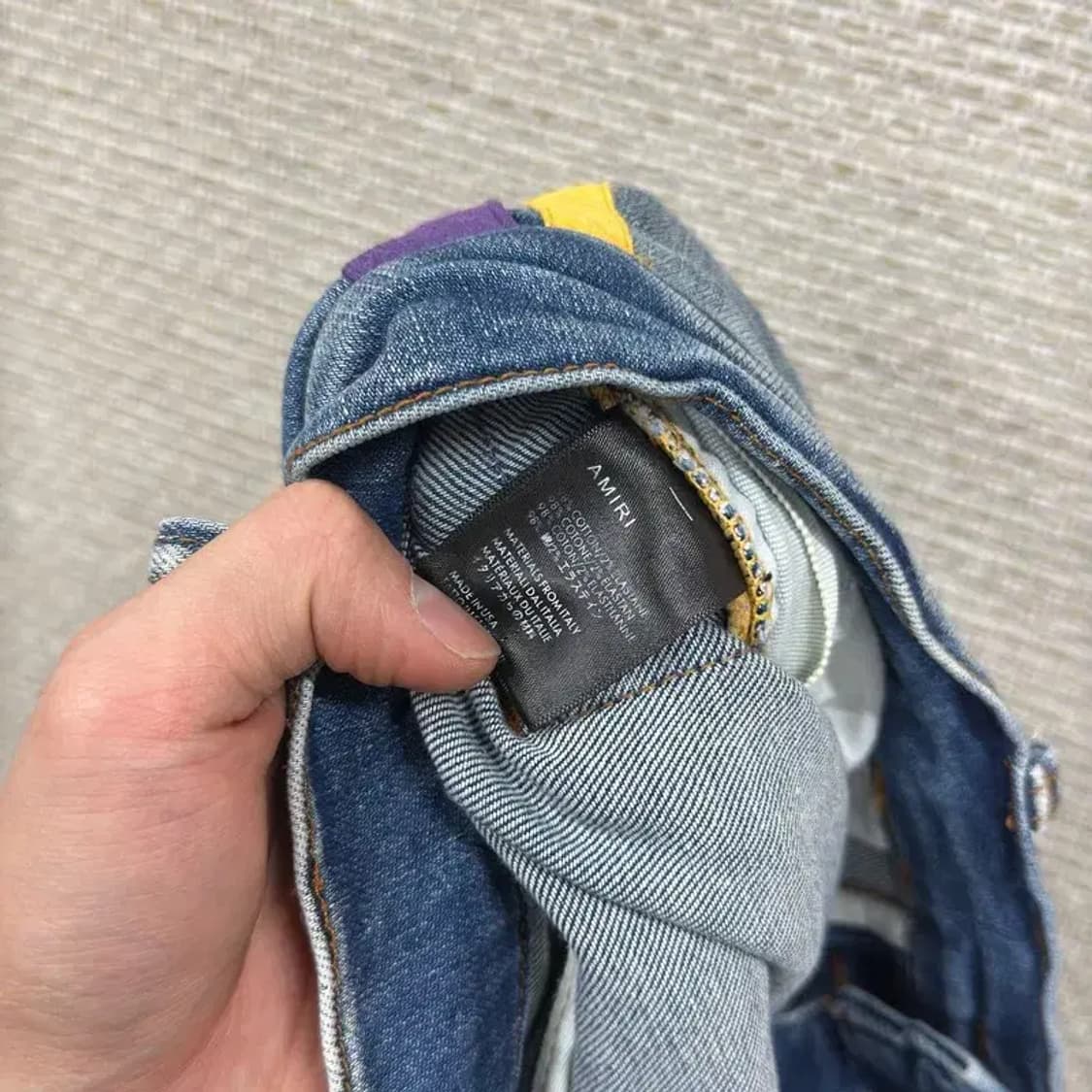 아미리 사이드라인 찢청 스판 데님 청바지 35인치 A01439 상품이미지4