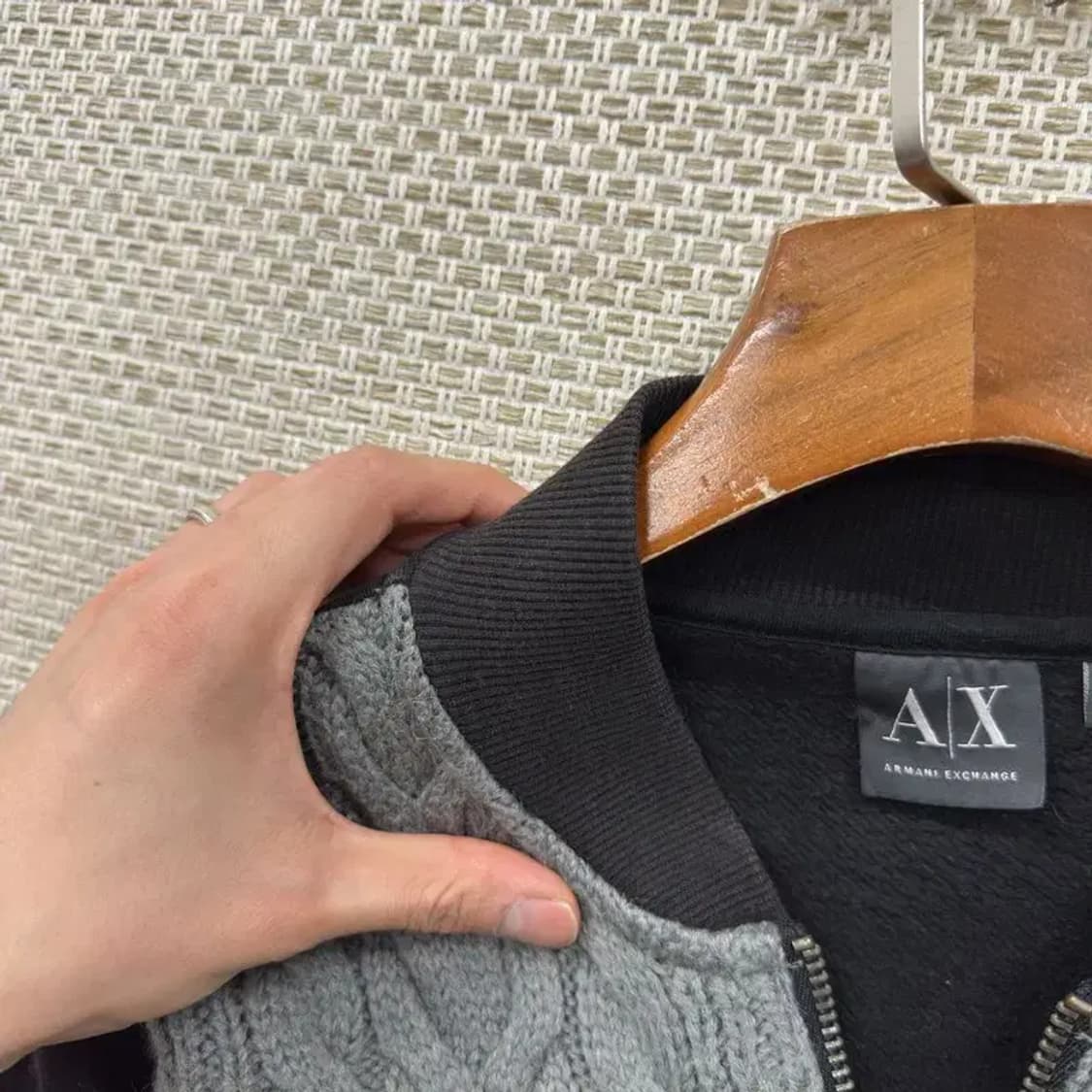 아르마니 익스체인지 울 꽈배기 약기모 집업 M/M A01430 상품이미지5