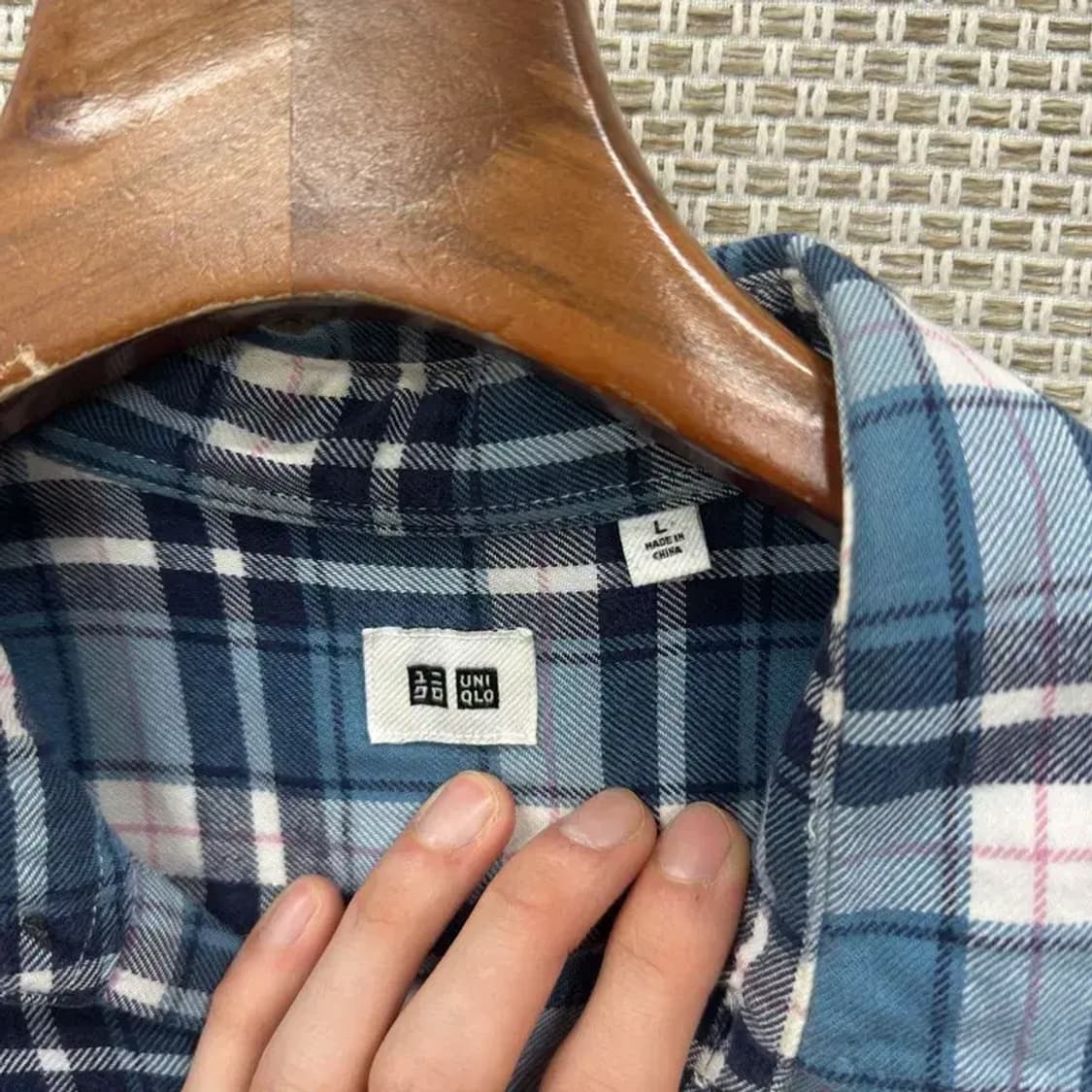 유니클로 캐주얼 포켓 체크 긴팔 셔츠 100 A00802 상품이미지3