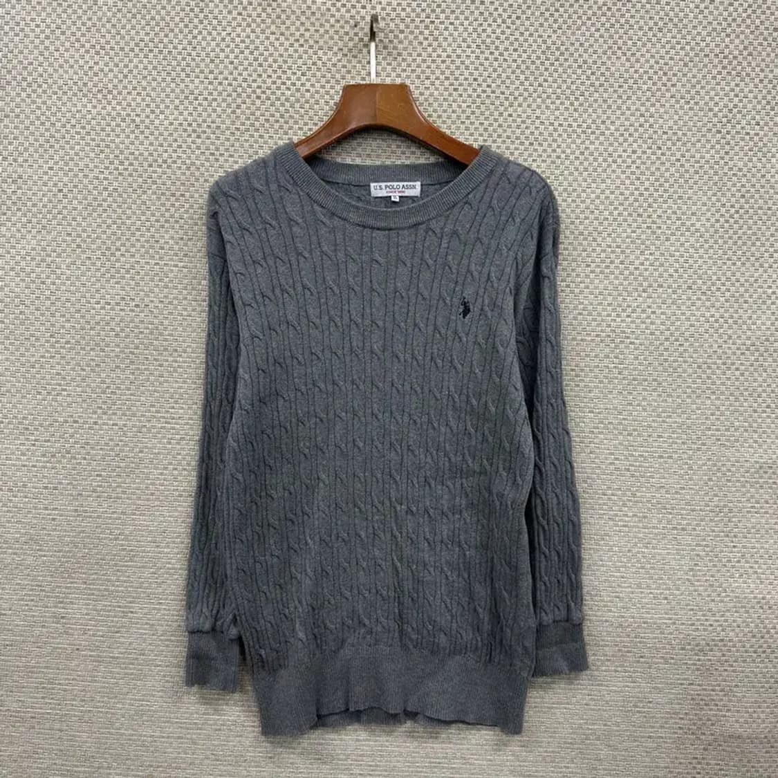 US폴로 캐주얼 자수로고 꽈배기 코튼 니트 스웨터 95 A00827 상품이미지1