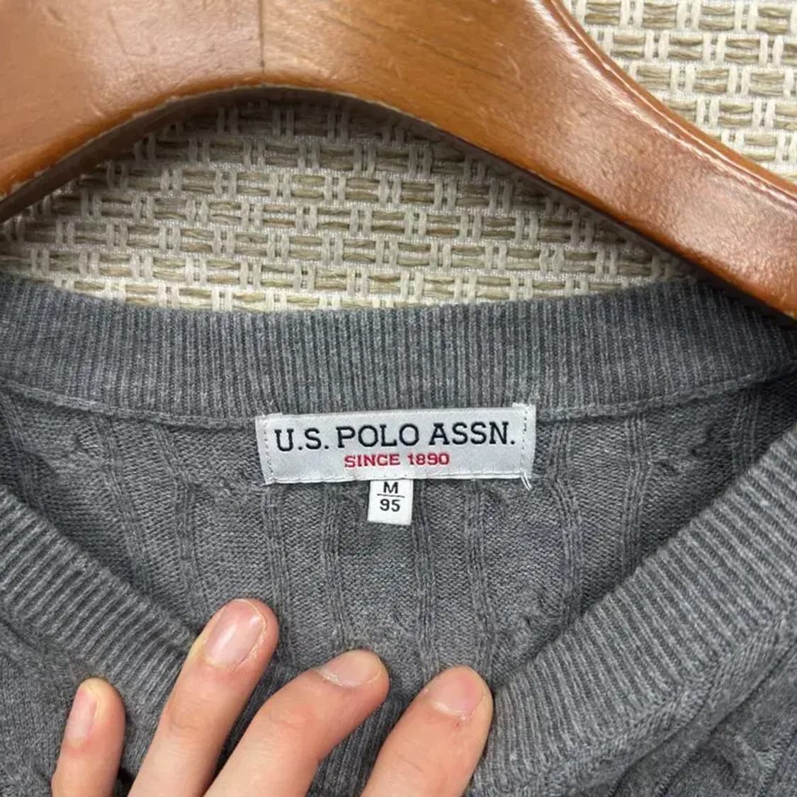 US폴로 캐주얼 자수로고 꽈배기 코튼 니트 스웨터 95 A00827 상품이미지3