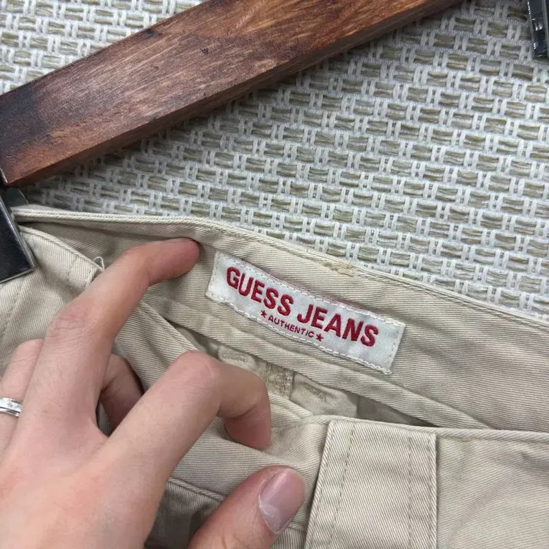 게스 여자 베이지 로우라이즈 면바지 27인치 A01601 상품이미지3