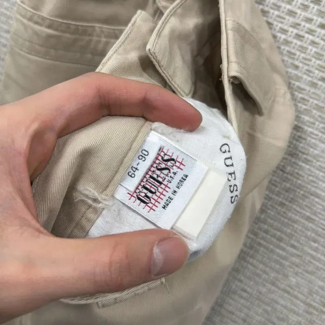 게스 여자 베이지 로우라이즈 면바지 27인치 A01601 상품이미지4