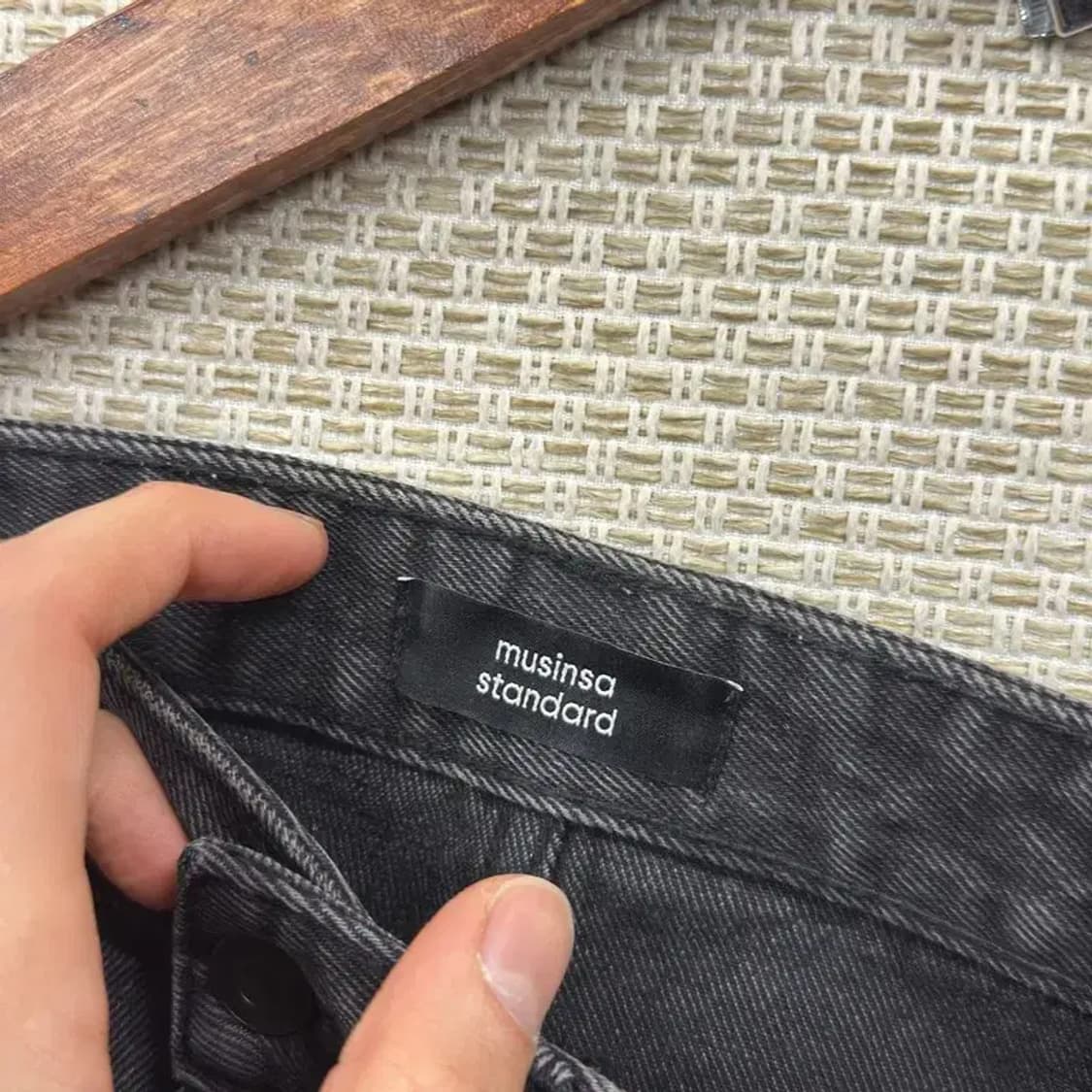 무신사스탠다드 블랙진 와이드팬츠 흑청바지 28인치 A01598 상품이미지3