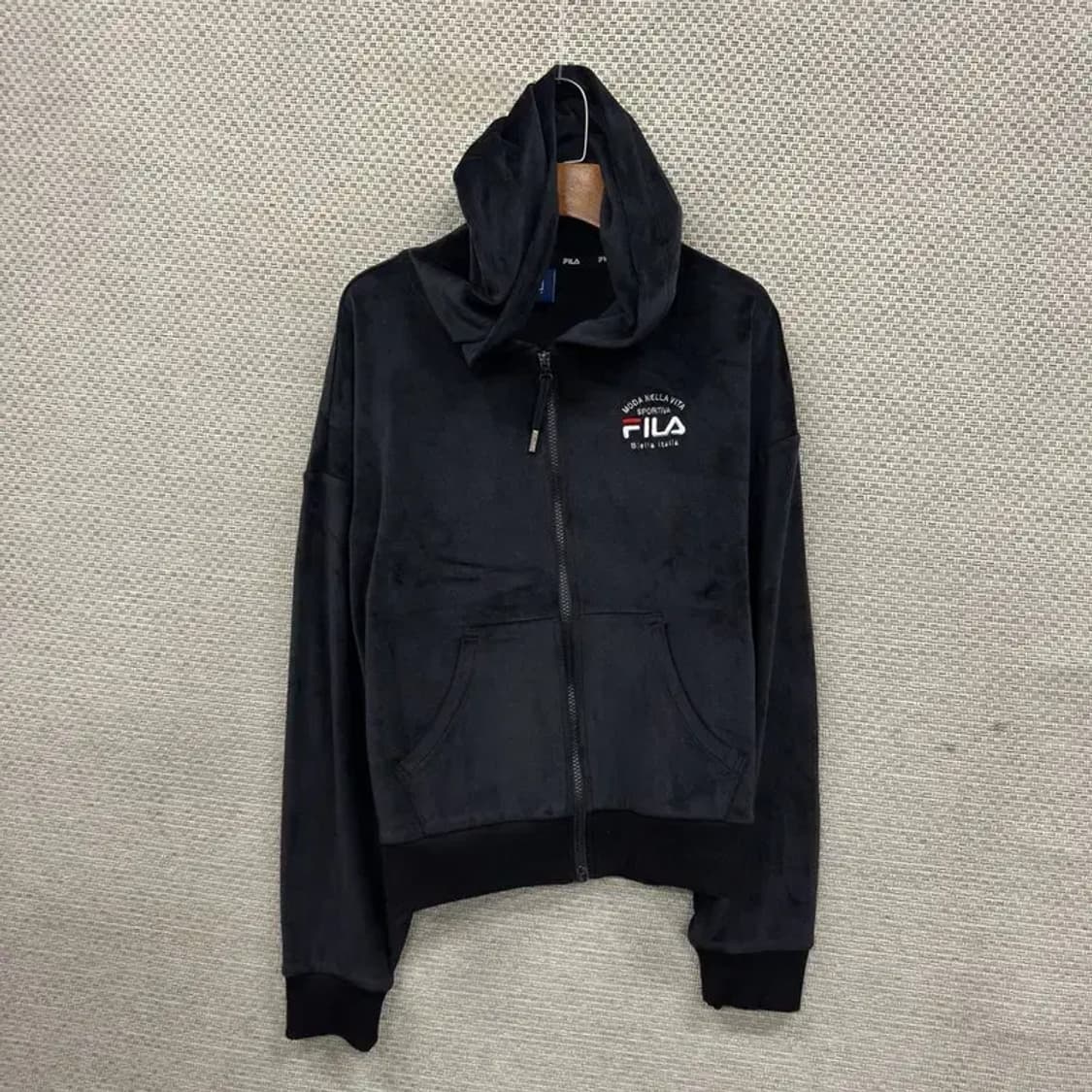 필라 캐주얼 자수로고 벨벳 후드집업 100 A01646 상품이미지1