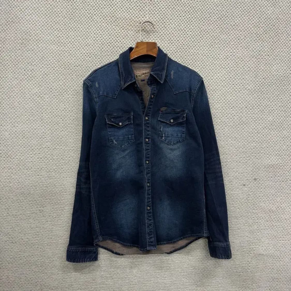 버커루 워싱 스판 데님 청셔츠 L A01648 상품이미지1
