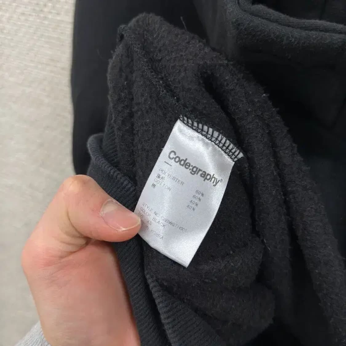 코드그라피 캐주얼 빅로고 기모 후드티 XS A01748 상품이미지4