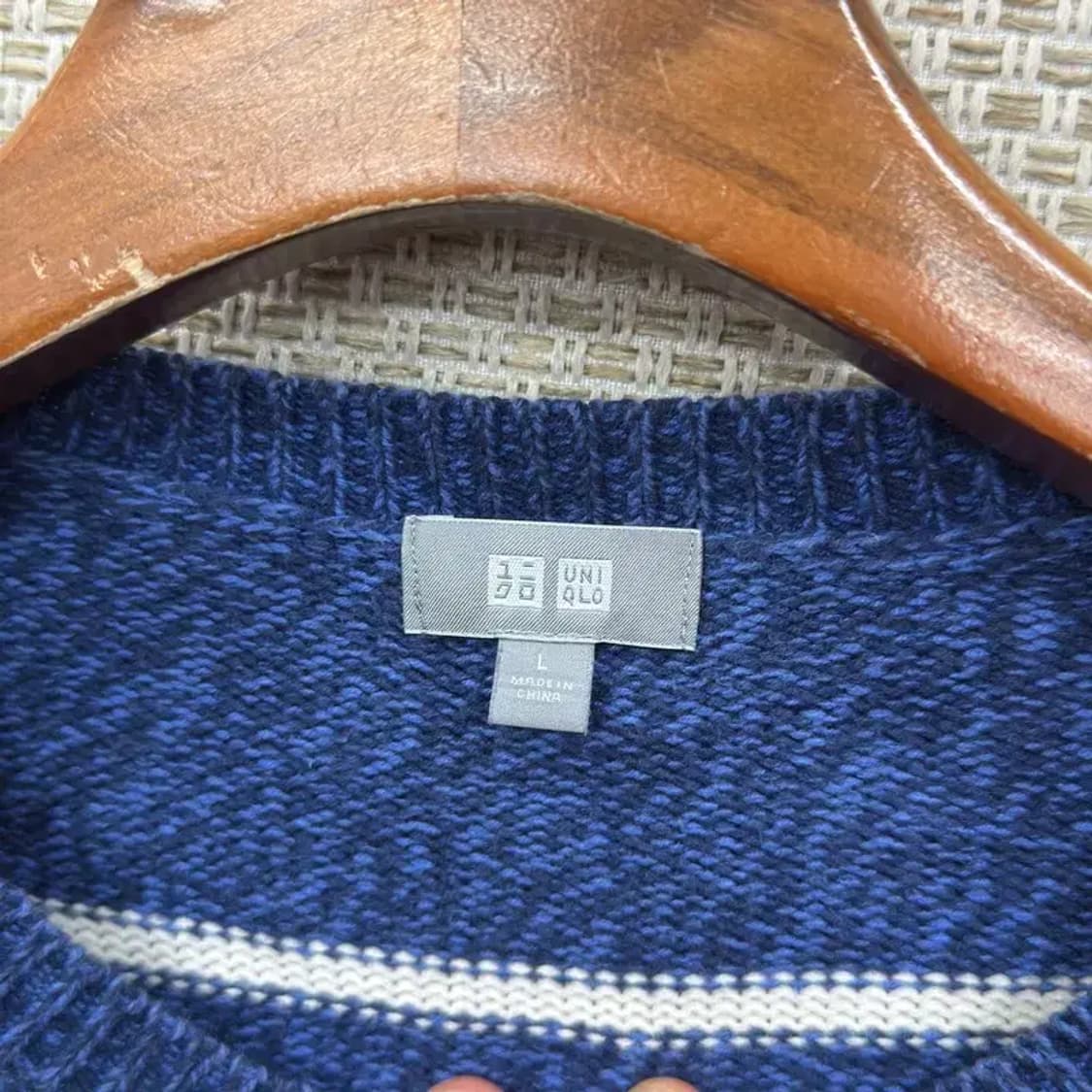 유니클로 캐주얼 스트라이프 코튼 니트 스웨터 L A01805 상품이미지3