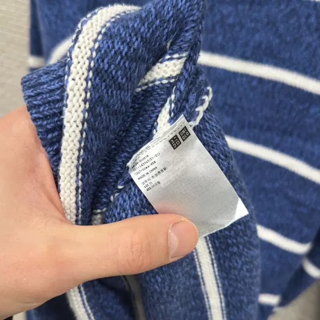 유니클로 캐주얼 스트라이프 코튼 니트 스웨터 L A01805 상품이미지4