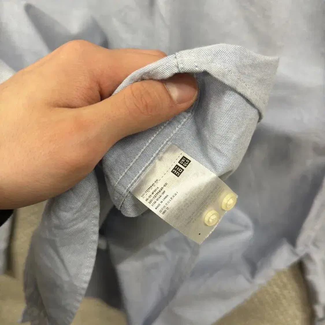 유니클로 캐주얼 소라색 긴팔 셔츠 M A01815 상품이미지4