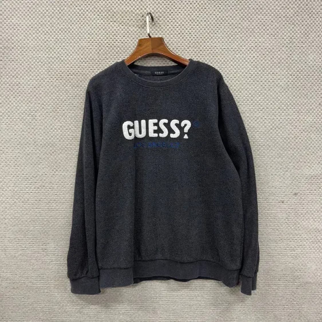 게스 캐주얼 로고 뽀글이 후리스 스웻셔츠 맨투맨 XL A01899 상품이미지1