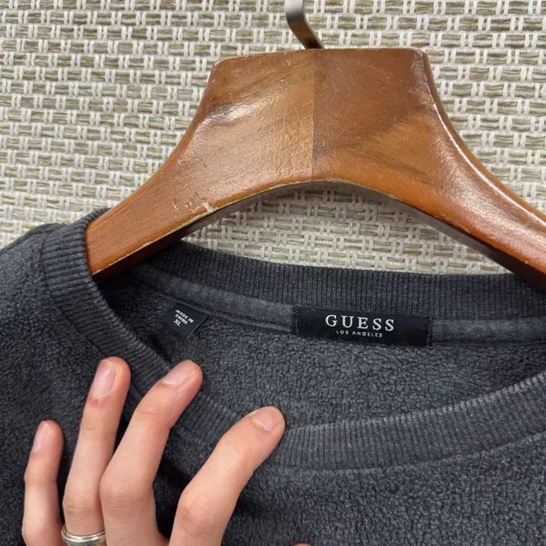 게스 캐주얼 로고 뽀글이 후리스 스웻셔츠 맨투맨 XL A01899 상품이미지3