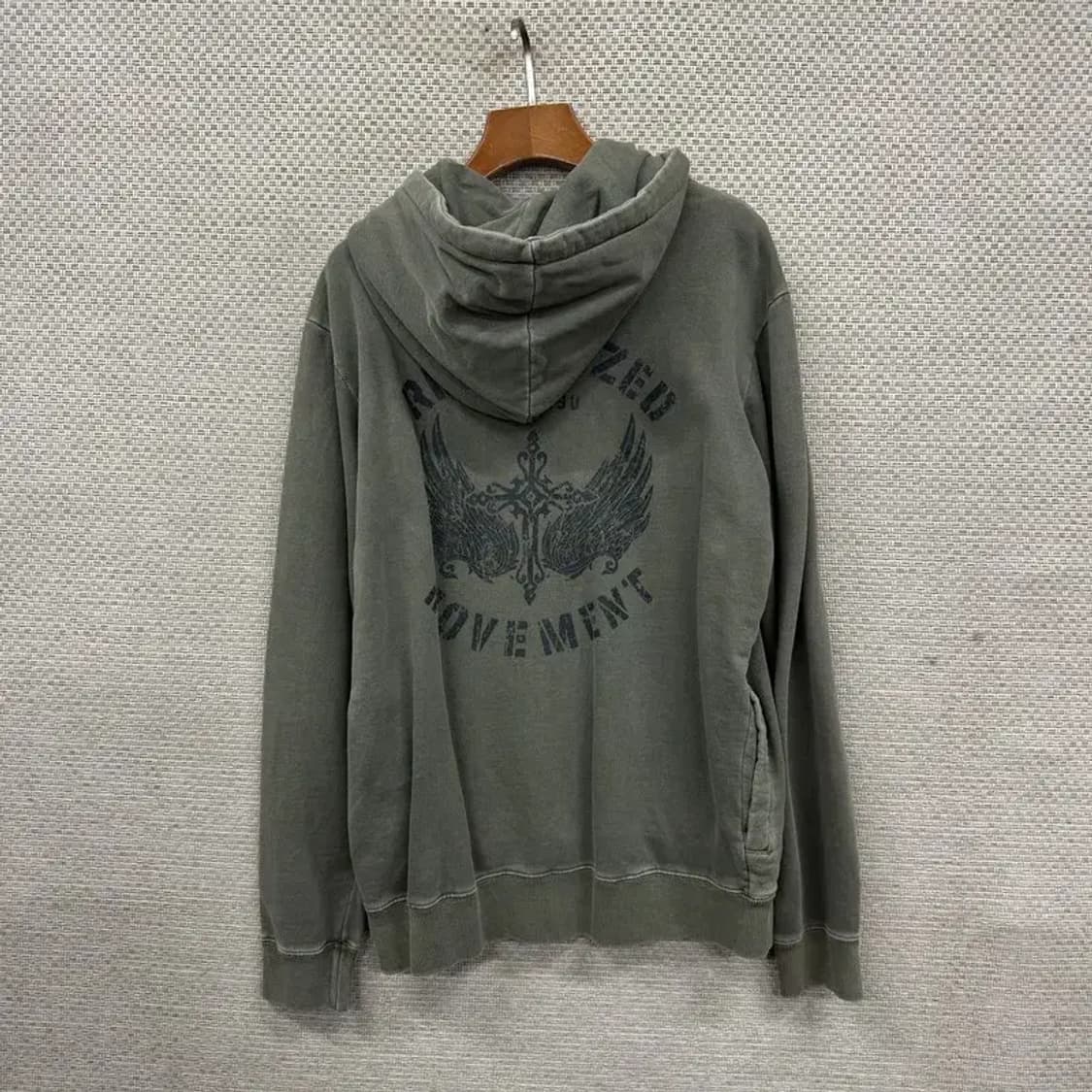 버커루 빈티지 스트릿 백프린팅 피그먼트 후드티 M A01980 상품이미지1